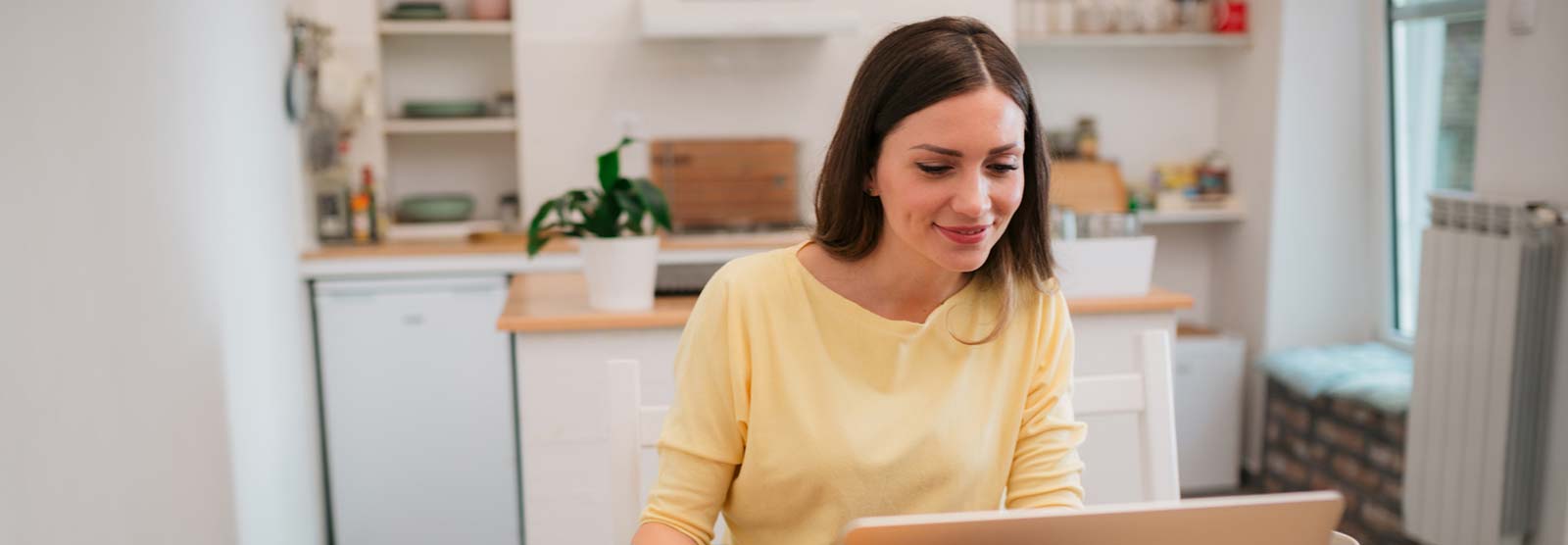 Lady using a laptop computer