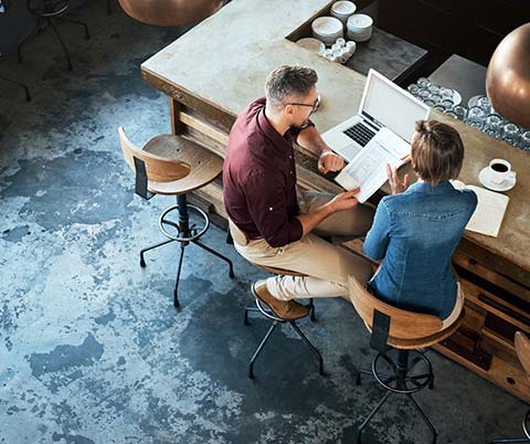 Man getting a business loan in a restaurant