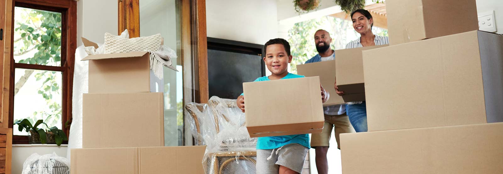 Family moving into a new home